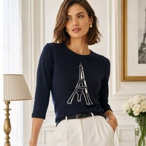 Express Eiffel Tower Lightweight Sweater Black & White Size XS